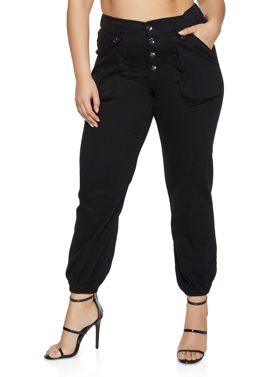 Plus Size 4 Button Joggers