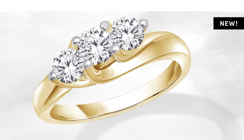 Memories Moments Magic Round-Cut Diamond Three-Stone Engagement Ring 1 ct tw 14K Yellow Gold