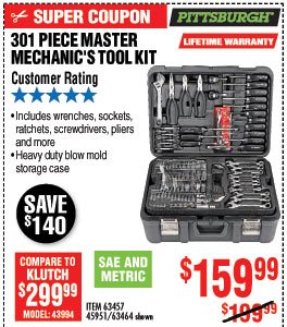 301 Pc Mechanic's Tool Set 