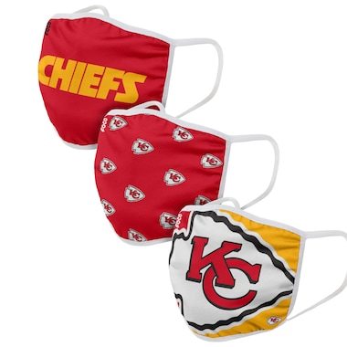 Kansas City Chiefs FOCO Adult Face Covering 3-Pack