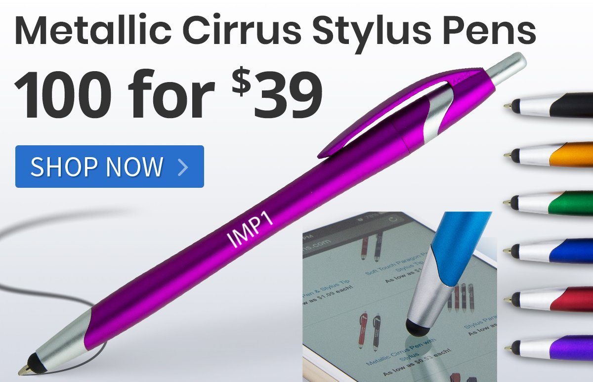 100 Metallic Cirrus Stylus Pens for only $39!