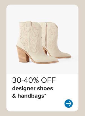 Image of a white boots. 30 to 40% off designer shoes and handbags.