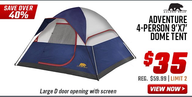 Golden Bear Adventure 4-Person 9'x7' Dome Tent