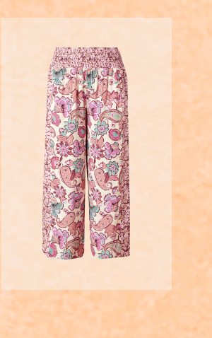 Floral border print trousers in lenzing™ ecovero™ ivory