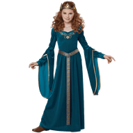 Girls Medieval Princess Royal Blue Costume