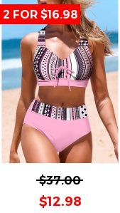 Drawstring Tribal Print Pink Bikini Top