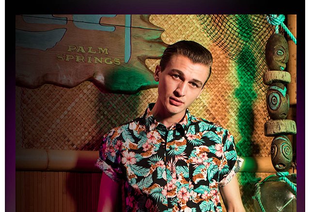 XXX Rude Corgi Tropical Print Short Sleeve Woven Button-Up