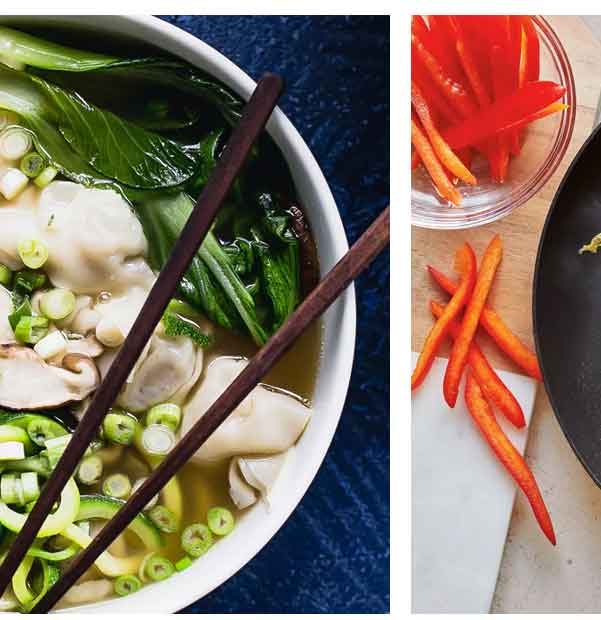 Zucchini Noodle Wonton Soup