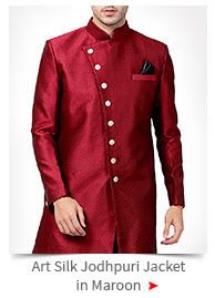 Plain Art Silk Jodhpuri Jacket in Maroon