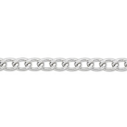 Chain, anodized aluminum, silver, 4mm curb. Sold per pkg of 25 feet.
