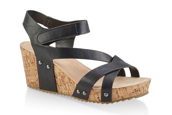 Criss Cross Asymmetrical Strap Cork Wedges