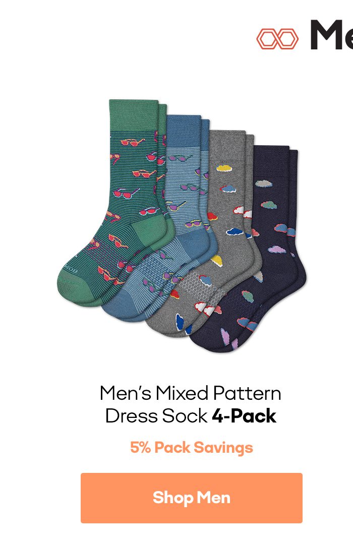 Men Men's Mixed Pattern Dress Sock 4-Pack 5% Pack Savings Shop Men