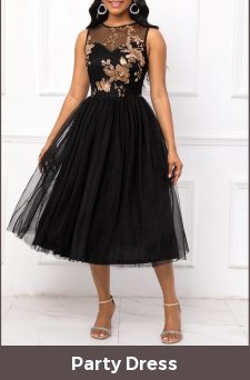 Sequin Round Neck Sleeveless Black Dress