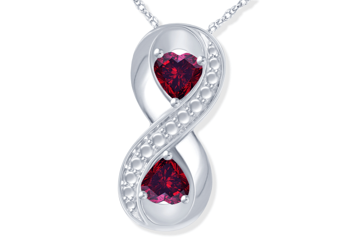 Couple's Heart-Shaped Birthstone Infinity Necklace