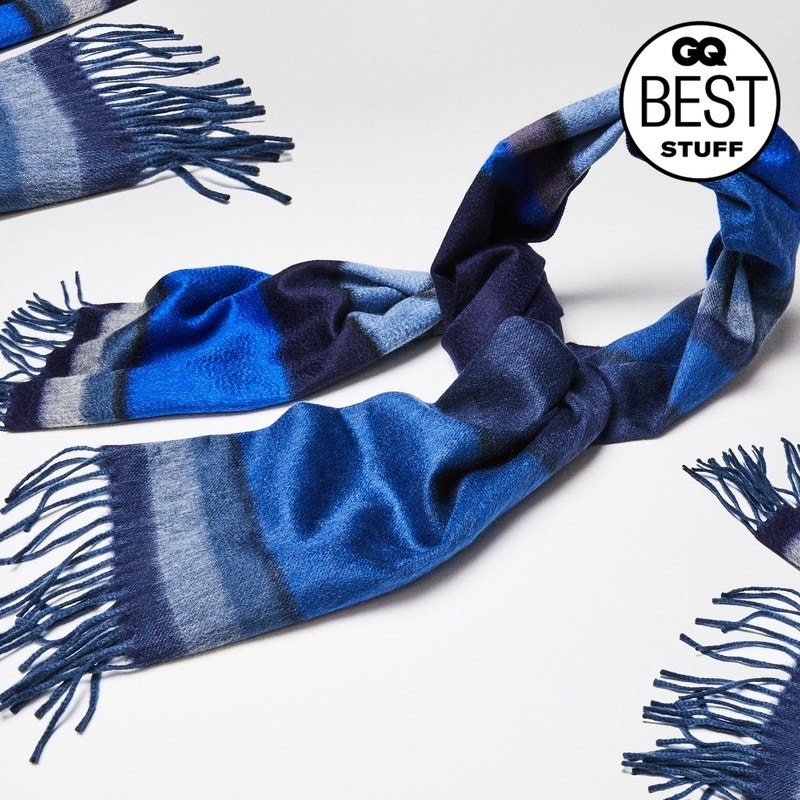 Three scarves on a gray background