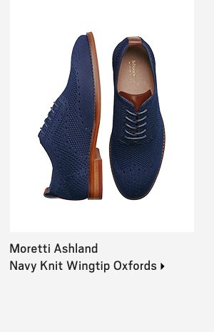 Moretti Ashland Navy Knit Wingtip Oxford>