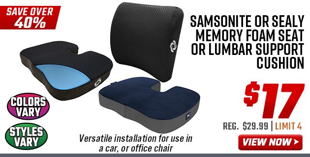 Samsonite or Sealy Memory Foam Seat or Lumbar Support Cushion