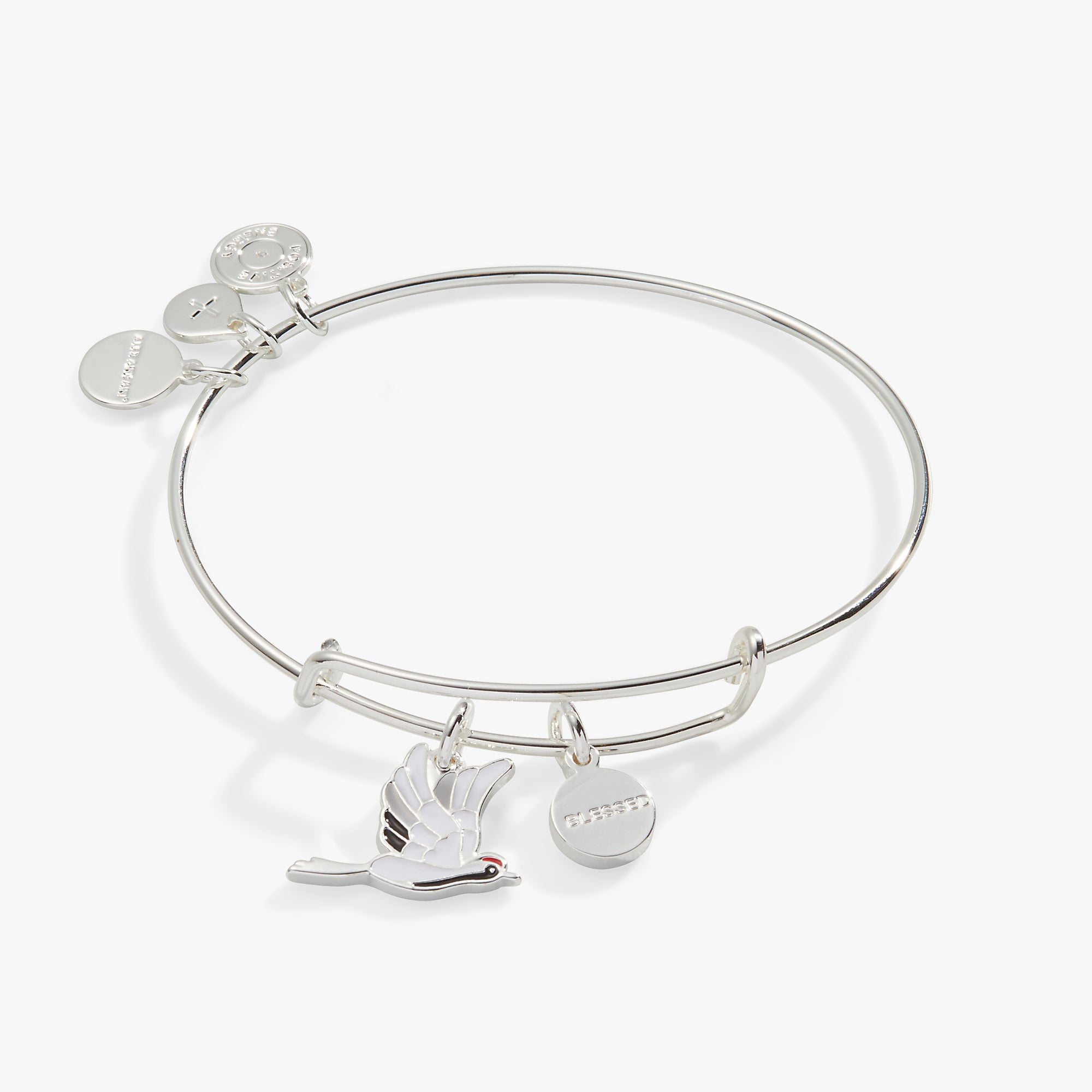 Image of 'Blessed' Crane Duo Charm Bangle Bracelet