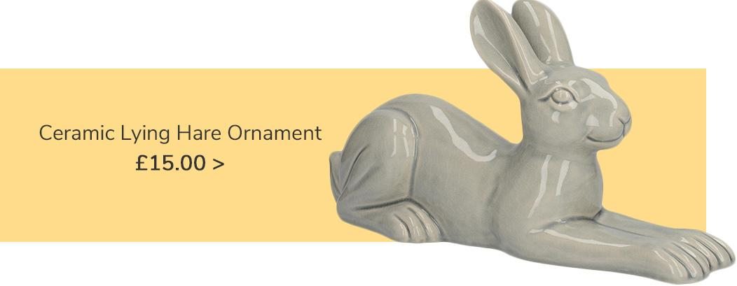 Ceramic Lying Hare Ornament