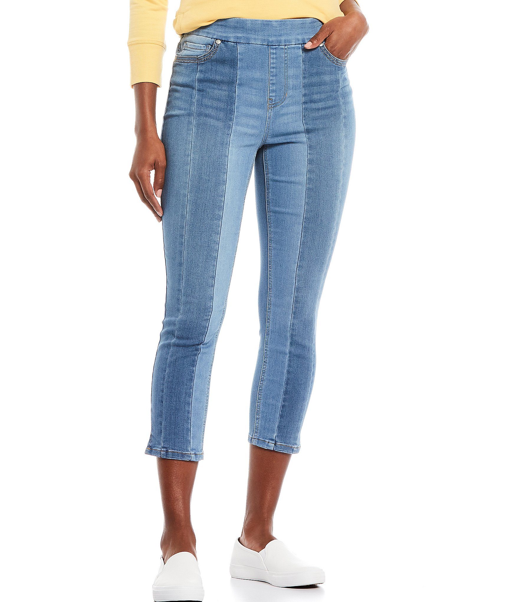 Westbound Petite Size the HIGH RISE fit Color Block Skinny Cropped Pants