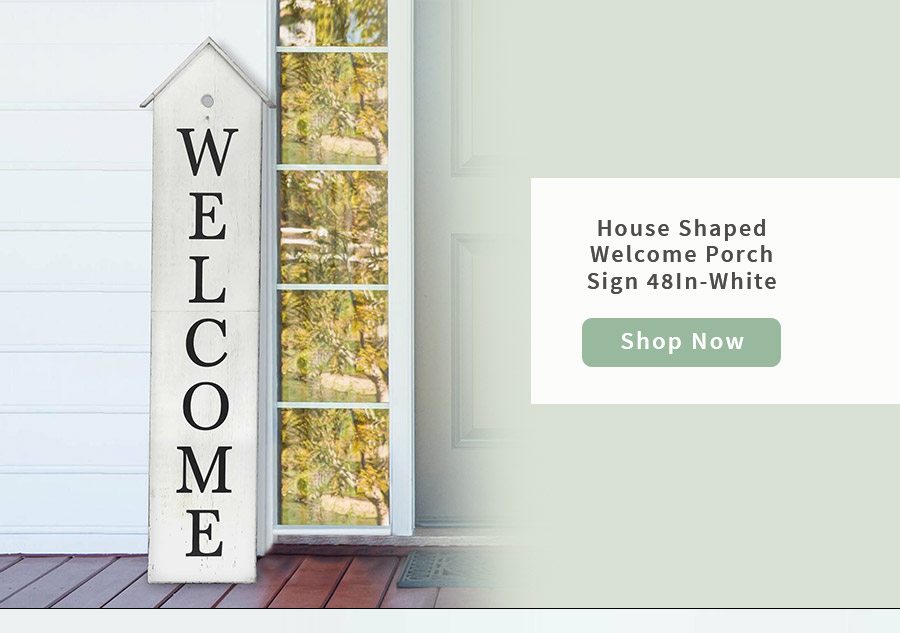 House Shaped Welcome Porch Sign 48In-White 