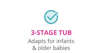 3-Stage Tub | Adapts for infants & older babies
