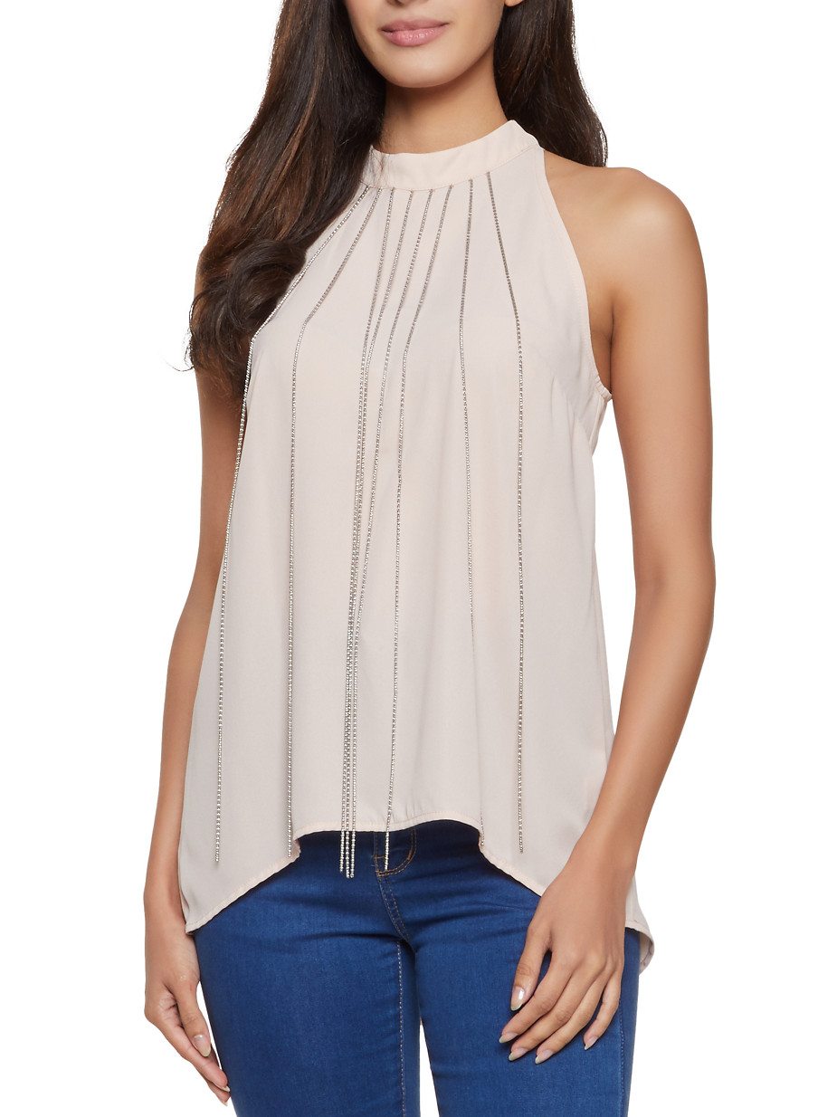 Chain Fringe Sleeveless Blouse