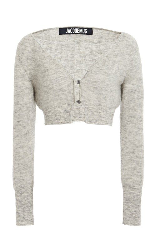 MOHAIR-BLEND CROPPED CARDIGAN