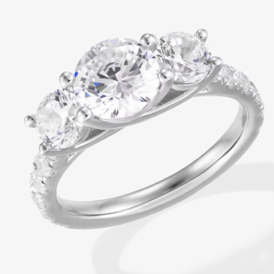 Memories, Moments, Magic Round-Cut Lab-Created Diamond Three-Stone Engagement Ring 3 ct tw 14K White Gold