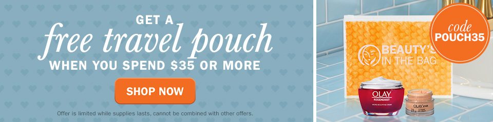 Get a Free Travel Pouch when you spend $35 or more with code POUCH35