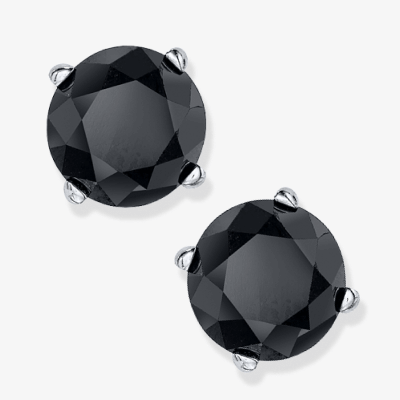 Black Diamond Earrings 1 ct tw Round-cut 14K White Gold