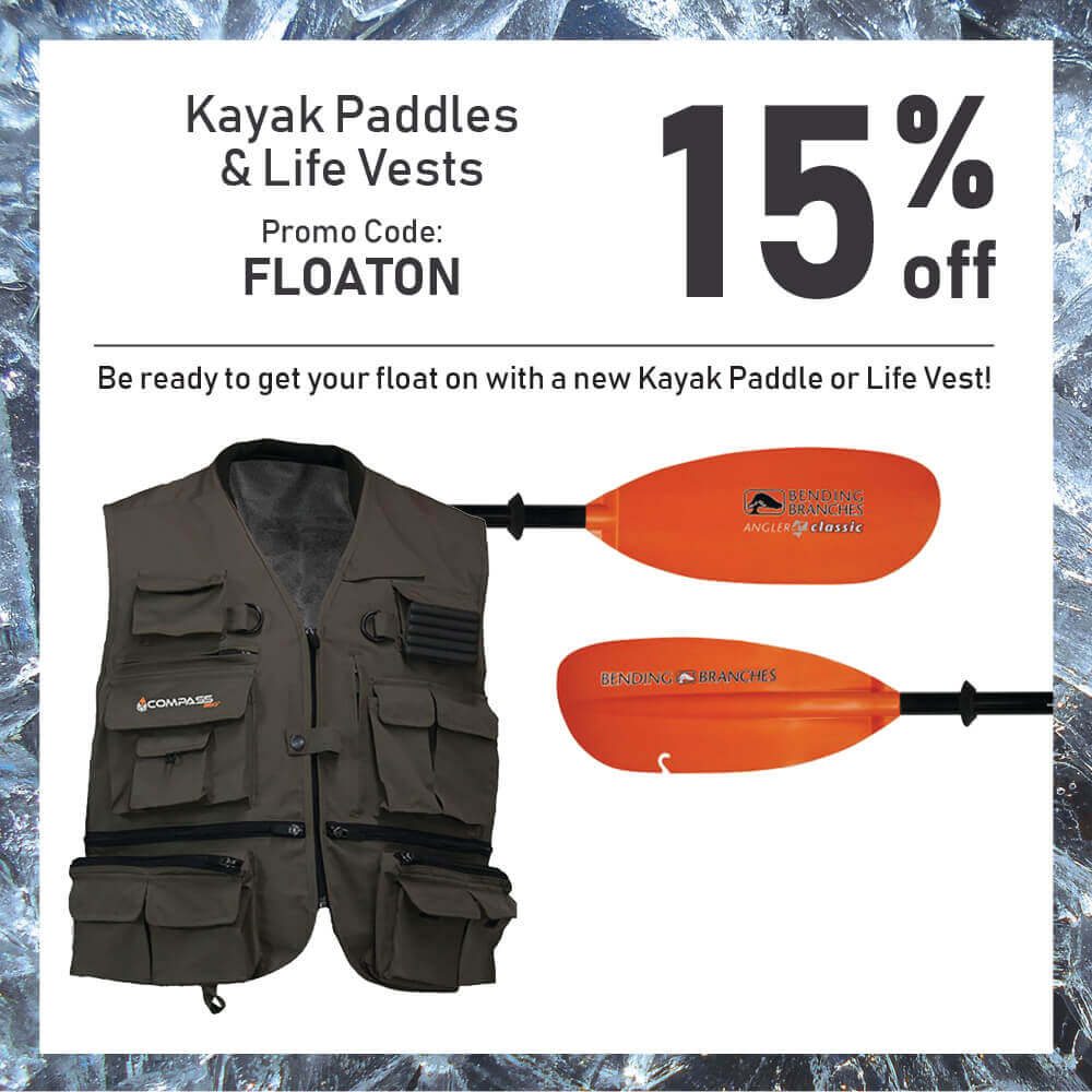 Take 15% off Kayak Paddles and Life Vests at FishUSA, America's Tackle Shop!