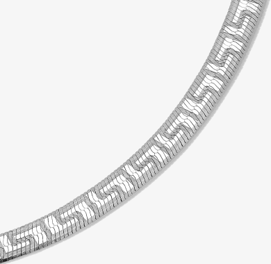 Solid Greek Key Herringbone Chain Necklace 3.55mm Sterling Silver 18''