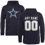 Youth NFL Pro Line by Fanatics Branded Navy Dallas Cowboys Custom Name & Number Logo Pullover Hoodie
