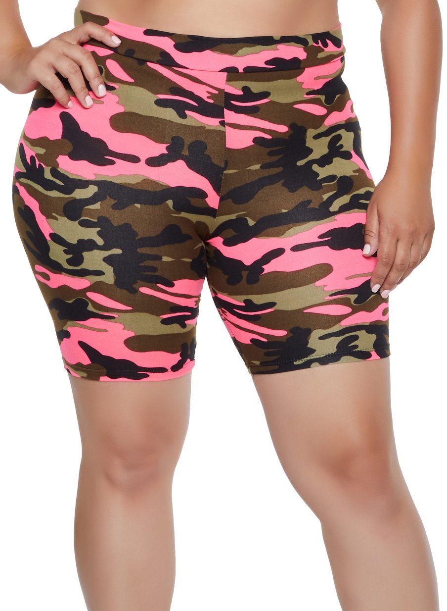 Plus Size Camo Bike Shorts