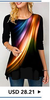 Printed Round Neck Long Sleeve T Shirt 