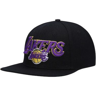Pro Standard Los Angeles Lakers Black Wordmark Logo Snapback Hat