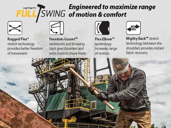 Carhartt Full Swing is Engineered to maximize range of motion and comfort