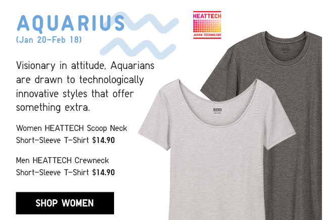 AQUARIUS (JAN 20-FEB 18), WOMEN HEATTECH SCOOP NECK SHORT-SLEEVE T-SHIRT $14.90 - SHOP WOMEN