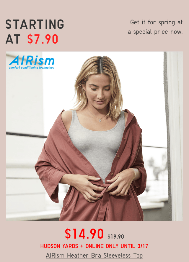 $14.90 AIRISM HEATHER BRA SLEEVELESS TOP