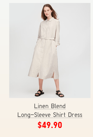 BANNER4 PDP1 - WOMEN LINEN BLEND BELTED LONG-SLEEVE DRESS