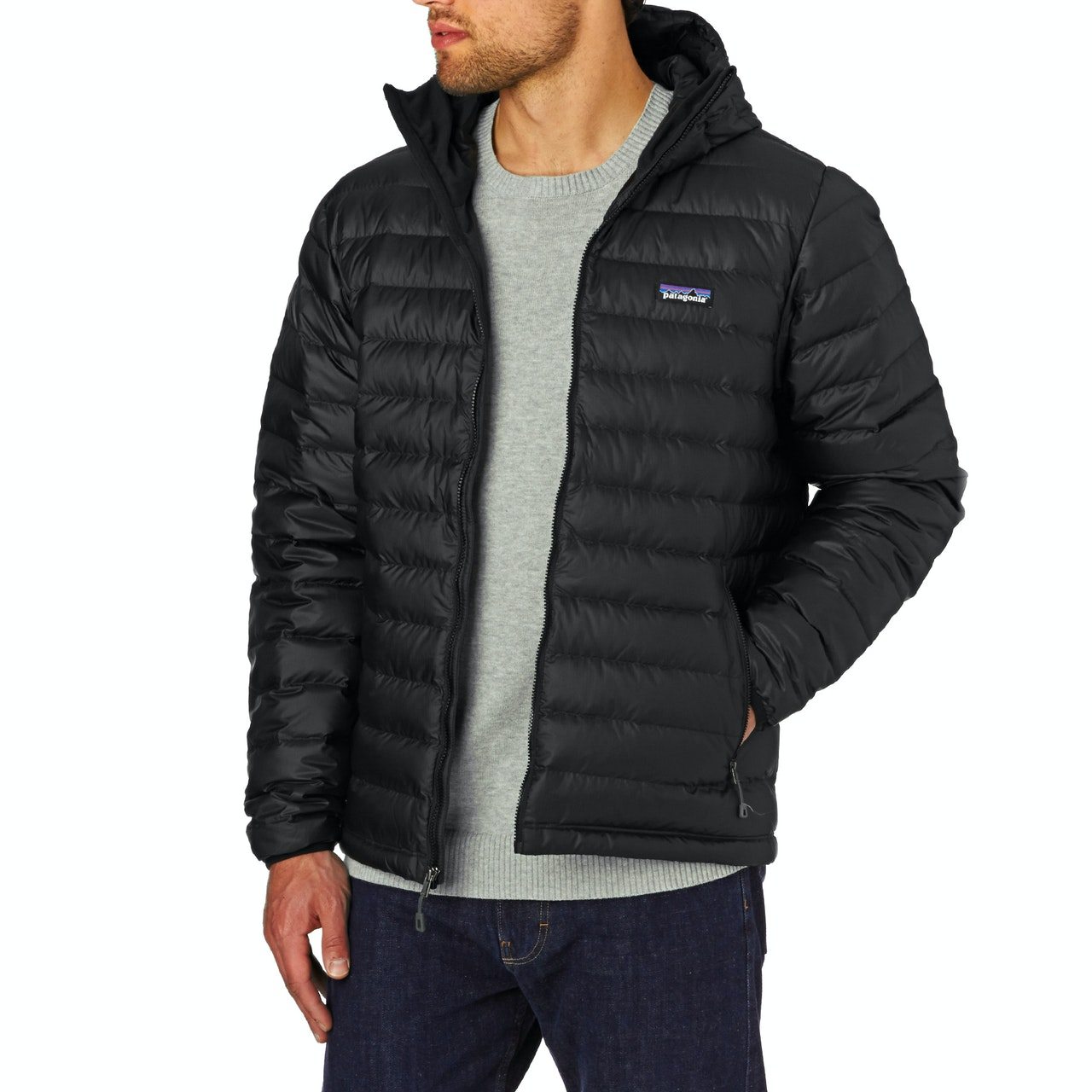 Patagonia Sweater Hooded Mens Down Jacket - Black