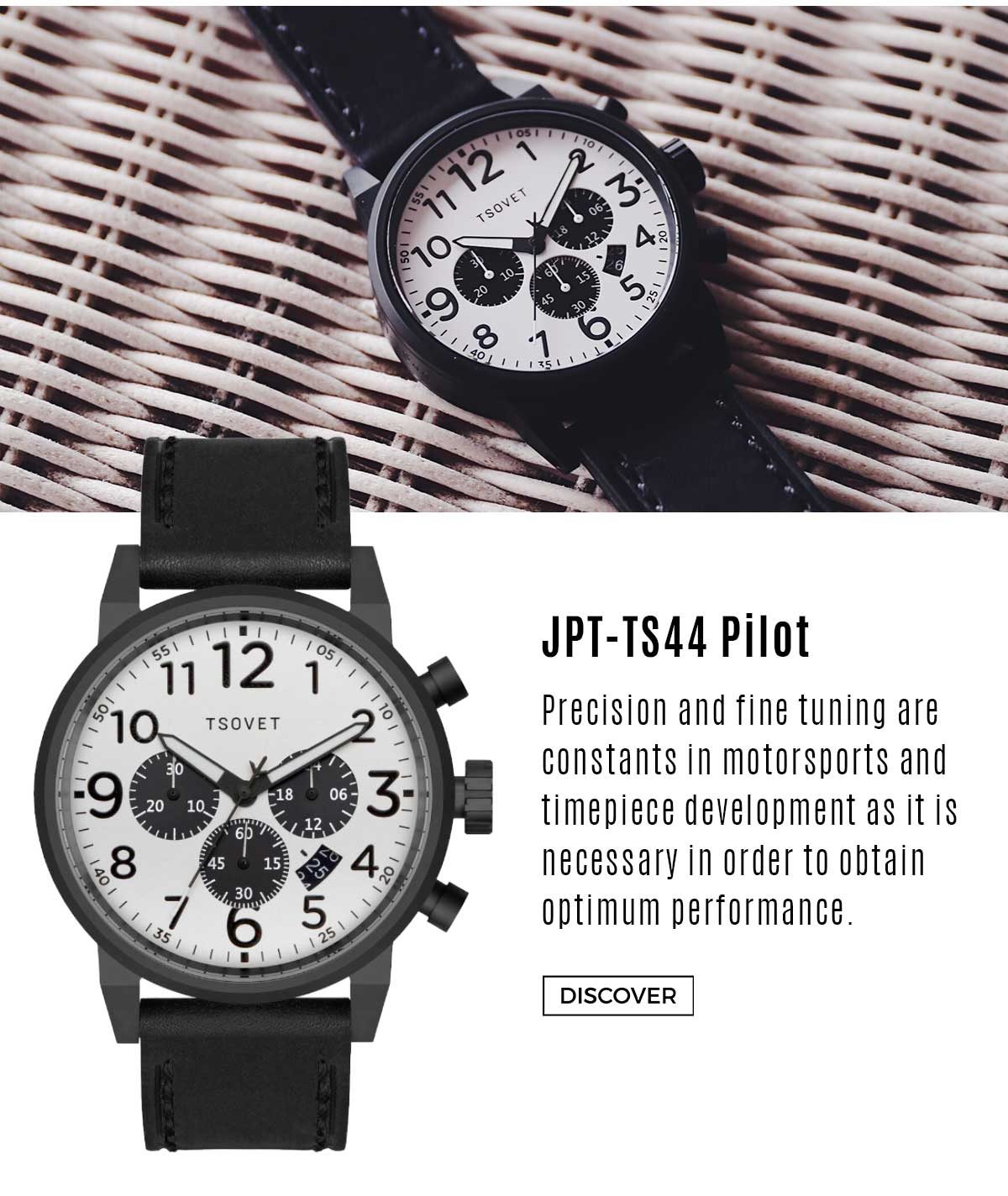 Tsovet Black Watch with Leather Strap