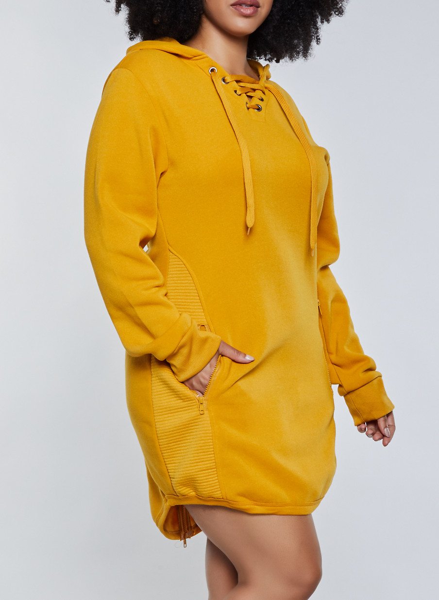 Plus Size Zip Back Hooded Sweatshirt Dress