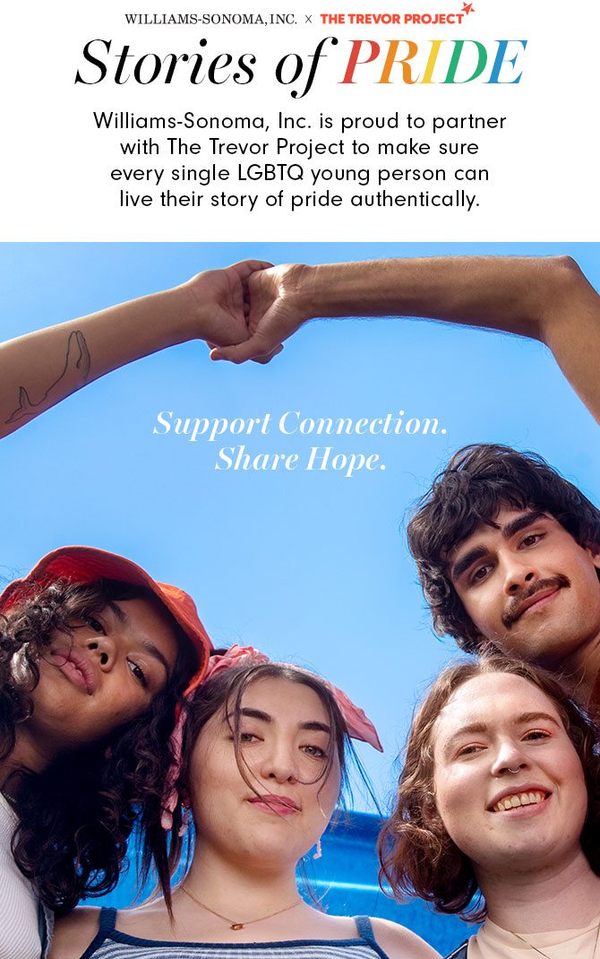 Stories of pride - Williams-Sonoma, Inc. is proud to partner with The Trevor Project to make sure every single LGBTQ young person can live their story of pride authentically.