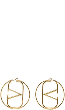 Valentino - Gold Valentino Garavani VLogo Hoop Earrings