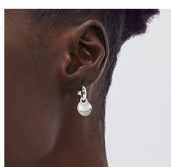 Silver Disc Huggie Earrings