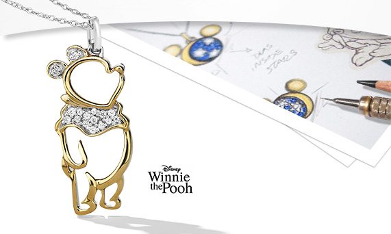 10K Yellow Gold Winnie the Pooh Diamond Necklace