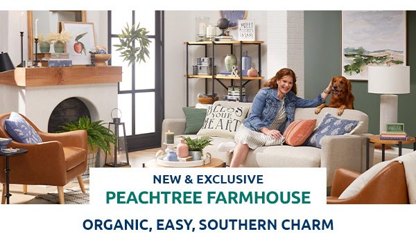 New & exclusive peachtree farmhouse. Organic, easy, southern charm.