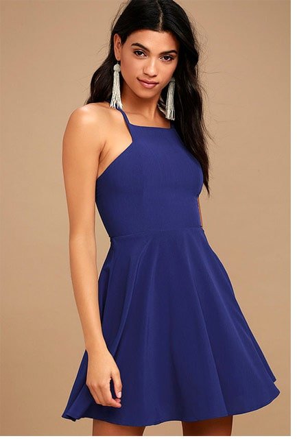 Call to Charms Royal Blue Skater Dress